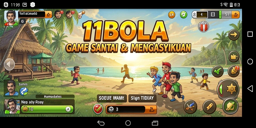 Screenshot gameplay 11BOLA menampilkan keseruan bermain santai.