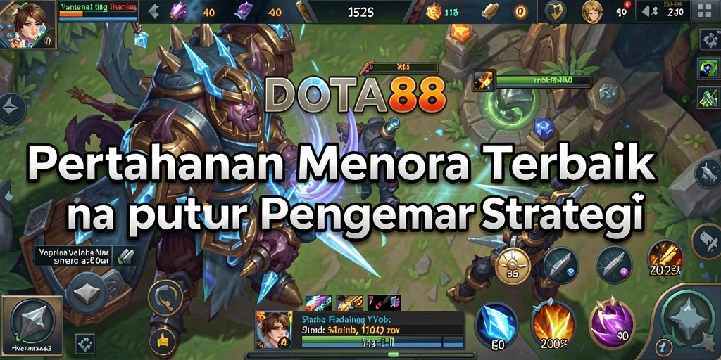 Tampilan gameplay DOTA88 menampilkan strategi menara yang intens.