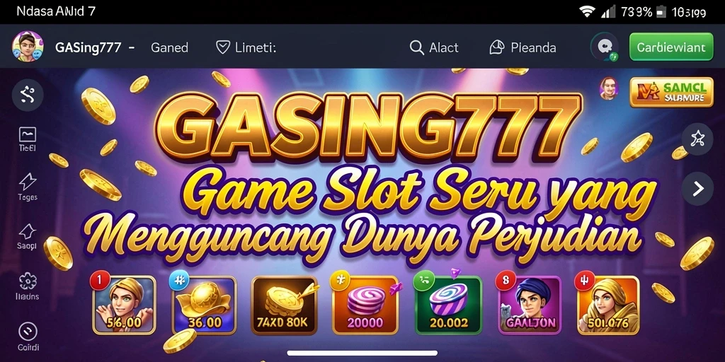 Screenshot menunjukkan gameplay seru dalam GASING777 dengan tema Slot yang menarik.