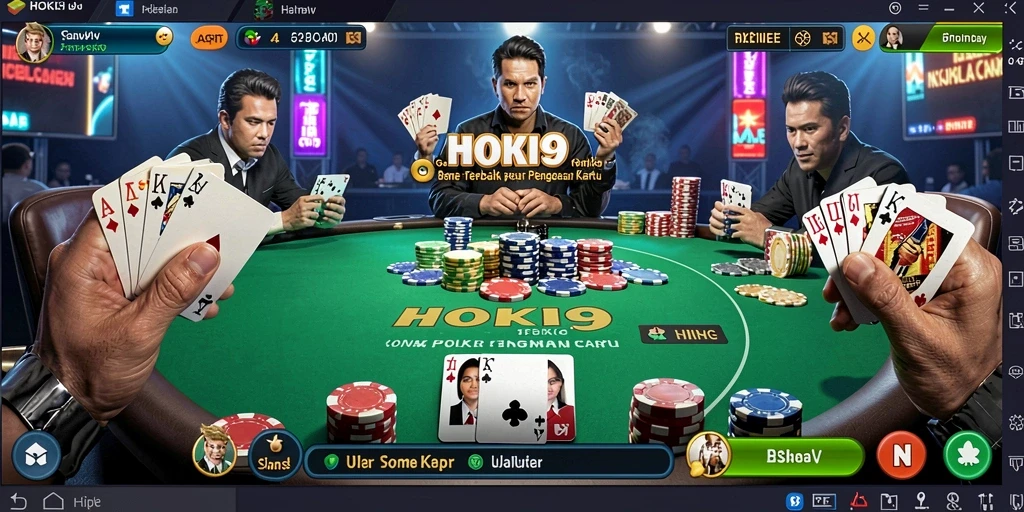 Screenshot gameplay HOKI9 menampilkan aksi seru permainan Poker.