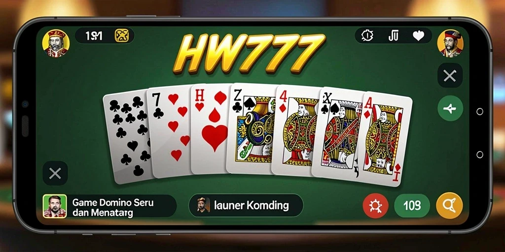 Tampilan gameplay seru dari HW777 yang menggambarkan permainan Domino.
