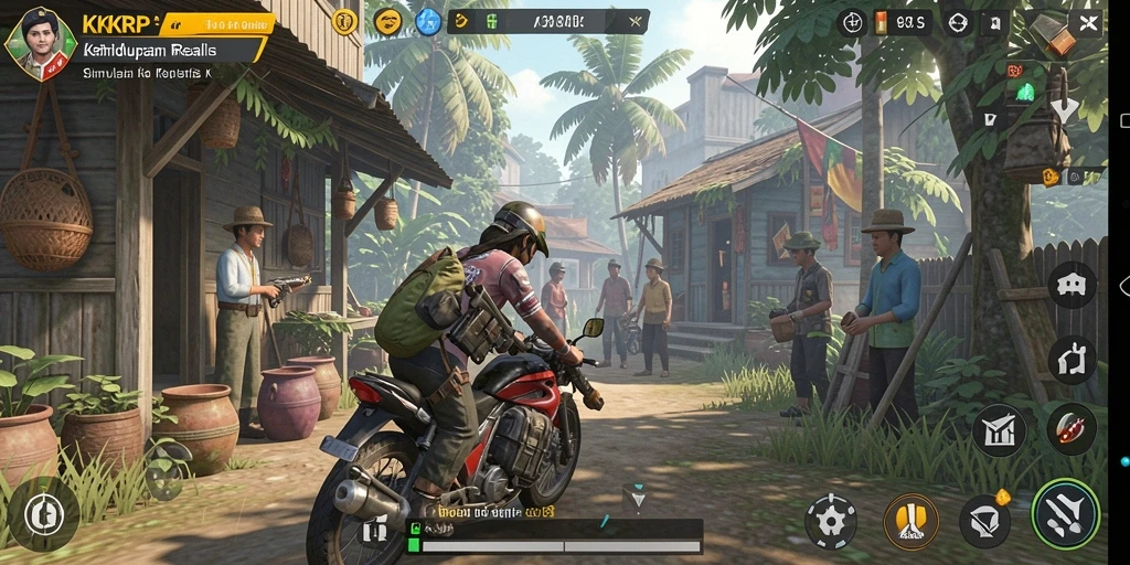 Screenshot menampilkan karakter utama dalam aksi simulasi kehidupan sehari-hari.