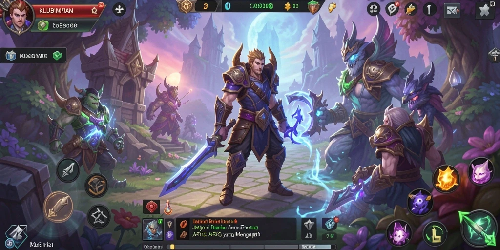 Tampilan gameplay KLUBIMPIAN dengan pertarungan epik dan petualangan seru.