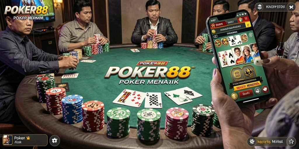 Tampilan gameplay simulation poker yang realistis dan seru.