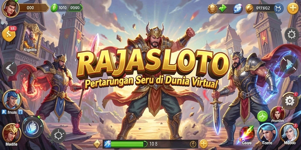 Screenshot utama RAJASLOTO menampilkan aksi pertarungan yang mendebarkan.