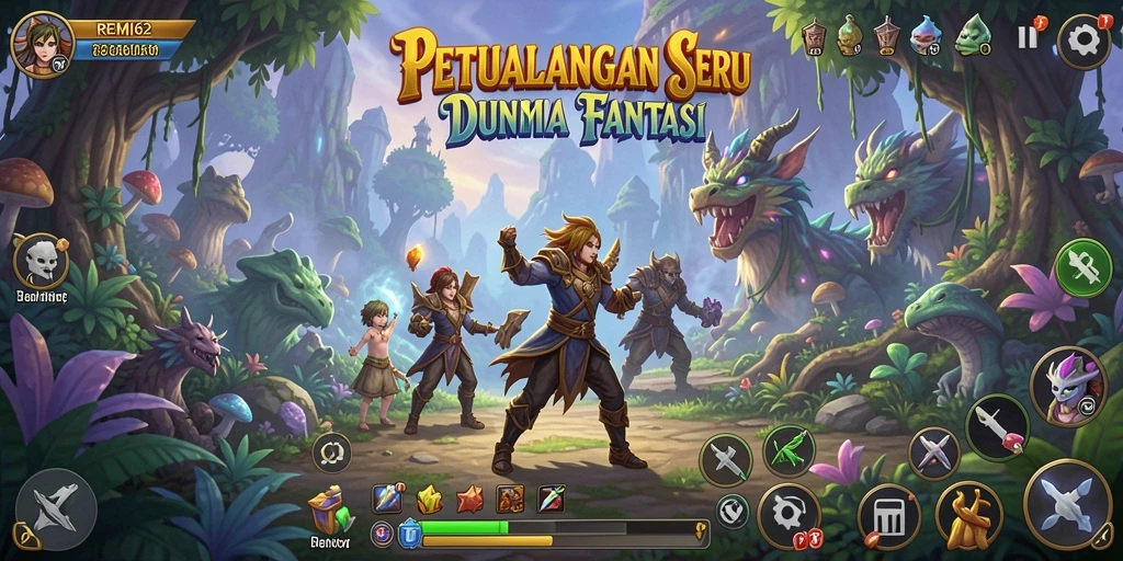 Gameplay menegangkan dalam dunia fantasi REMI62 yang luas.